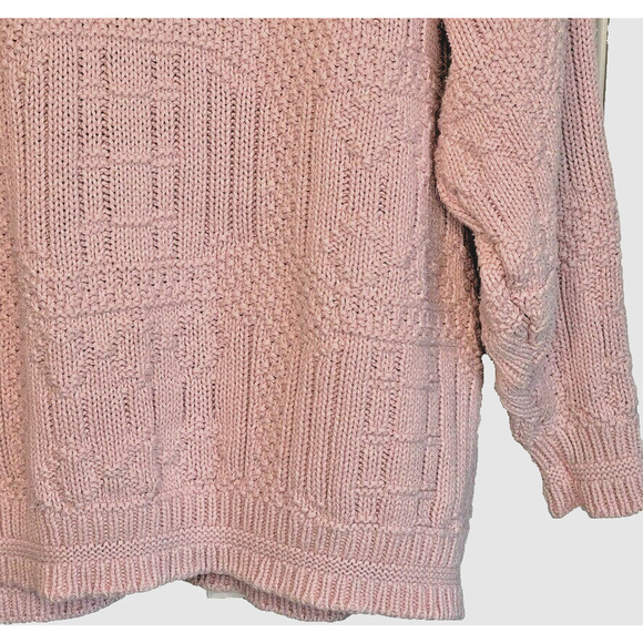 Vintage Isle of Cotton Sweater Women's L Pullover Embroidered Soft Pink Floral - Picture 12 of 12